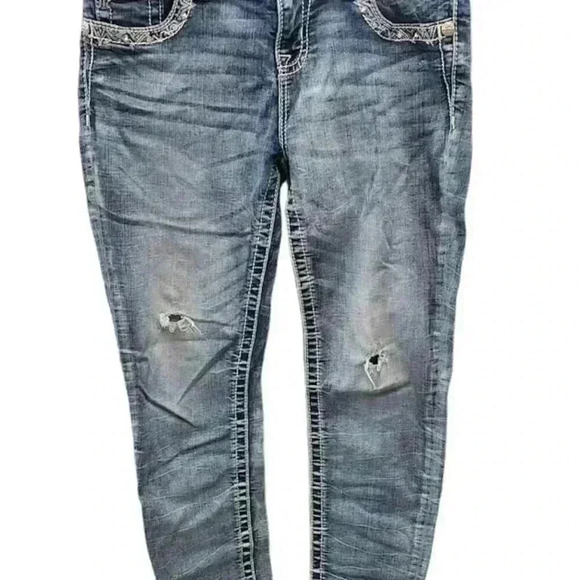 Miss Me Blue Cotton Blend Ankle Jeans Women's Size 27x35 - Picture 5 of 5